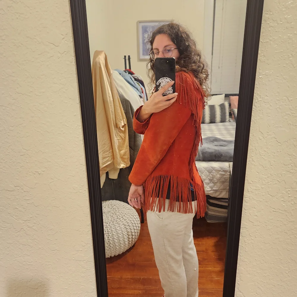 Echo Mountain by Arturo Suede Fringe Jacket - Rust - Made In Mexico - Vintage - Picture 12 of 12